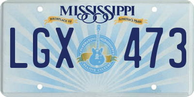 MS license plate LGX473
