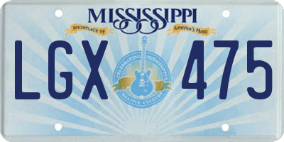 MS license plate LGX475