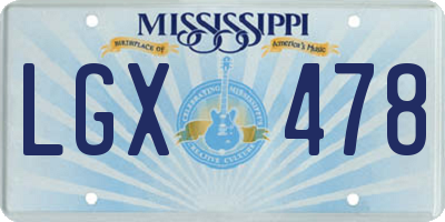 MS license plate LGX478