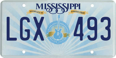 MS license plate LGX493