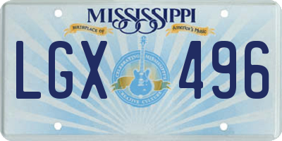 MS license plate LGX496