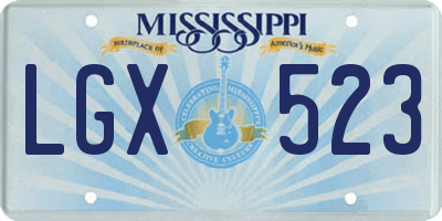 MS license plate LGX523