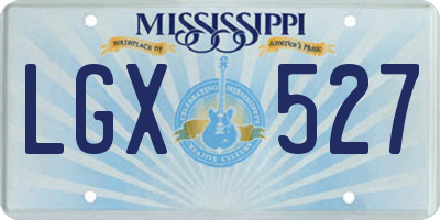 MS license plate LGX527