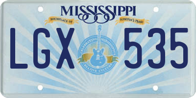 MS license plate LGX535