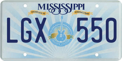 MS license plate LGX550