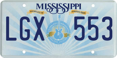 MS license plate LGX553