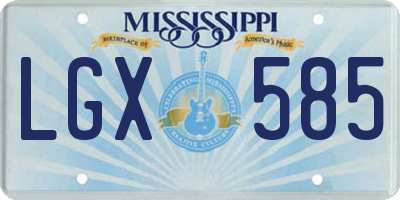 MS license plate LGX585