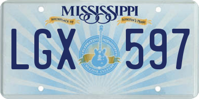 MS license plate LGX597