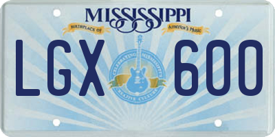 MS license plate LGX600