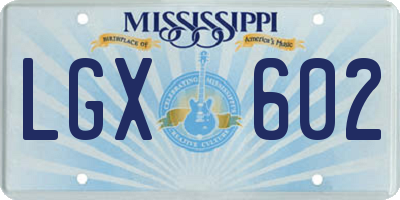 MS license plate LGX602