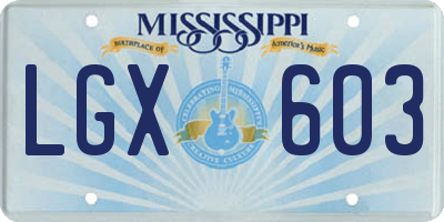 MS license plate LGX603