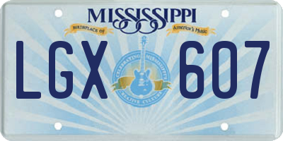 MS license plate LGX607