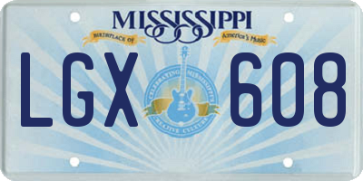 MS license plate LGX608
