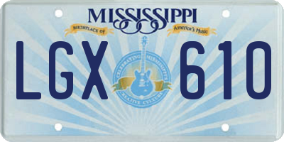 MS license plate LGX610