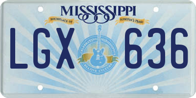 MS license plate LGX636