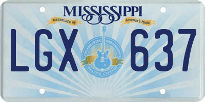 MS license plate LGX637