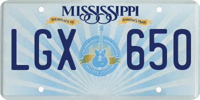MS license plate LGX650