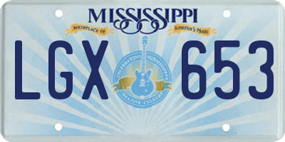 MS license plate LGX653