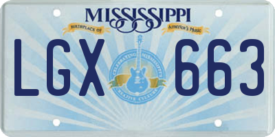 MS license plate LGX663