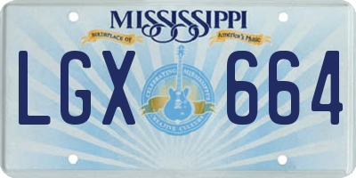 MS license plate LGX664
