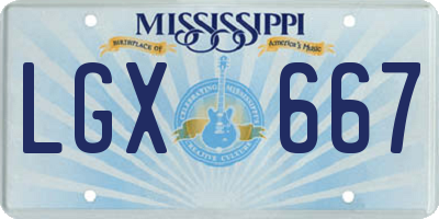 MS license plate LGX667