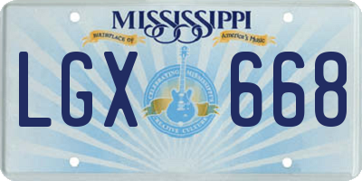 MS license plate LGX668