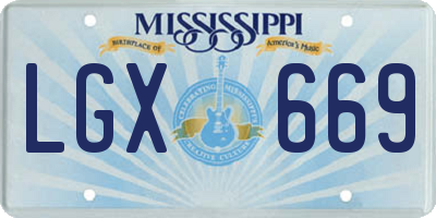 MS license plate LGX669