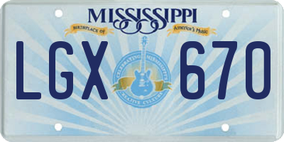 MS license plate LGX670
