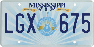 MS license plate LGX675