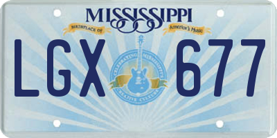 MS license plate LGX677