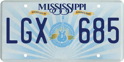 MS license plate LGX685