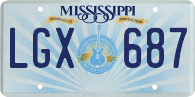 MS license plate LGX687