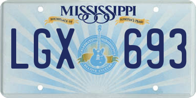 MS license plate LGX693