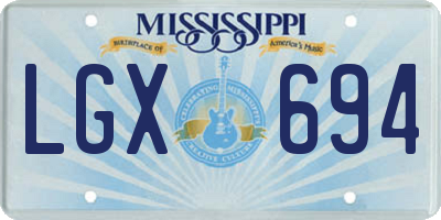MS license plate LGX694