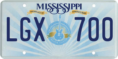 MS license plate LGX700