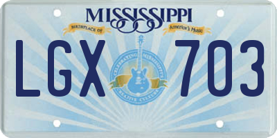 MS license plate LGX703