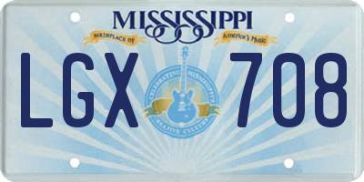 MS license plate LGX708