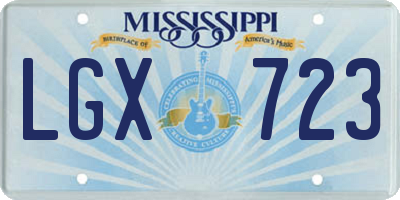 MS license plate LGX723