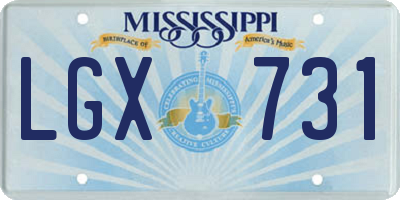 MS license plate LGX731