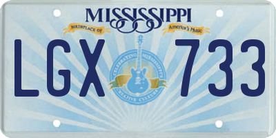 MS license plate LGX733