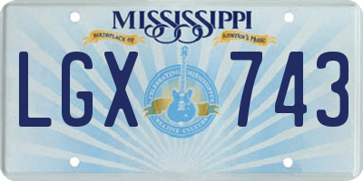 MS license plate LGX743