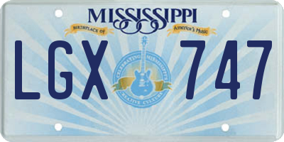 MS license plate LGX747