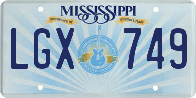 MS license plate LGX749