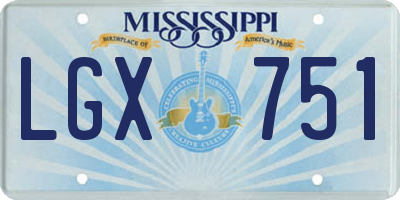 MS license plate LGX751