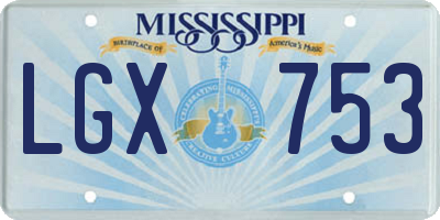 MS license plate LGX753