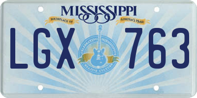 MS license plate LGX763