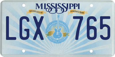 MS license plate LGX765