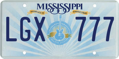 MS license plate LGX777