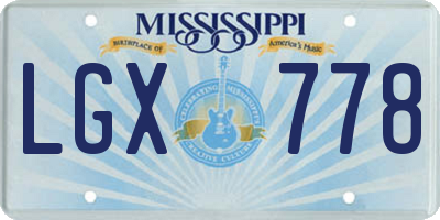 MS license plate LGX778