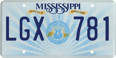 MS license plate LGX781